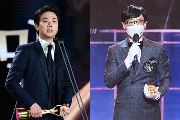 故 박지선을 애도한 배우 박정민(왼쪽), 유재석/ 사진=청룡영화제, MBC 제공