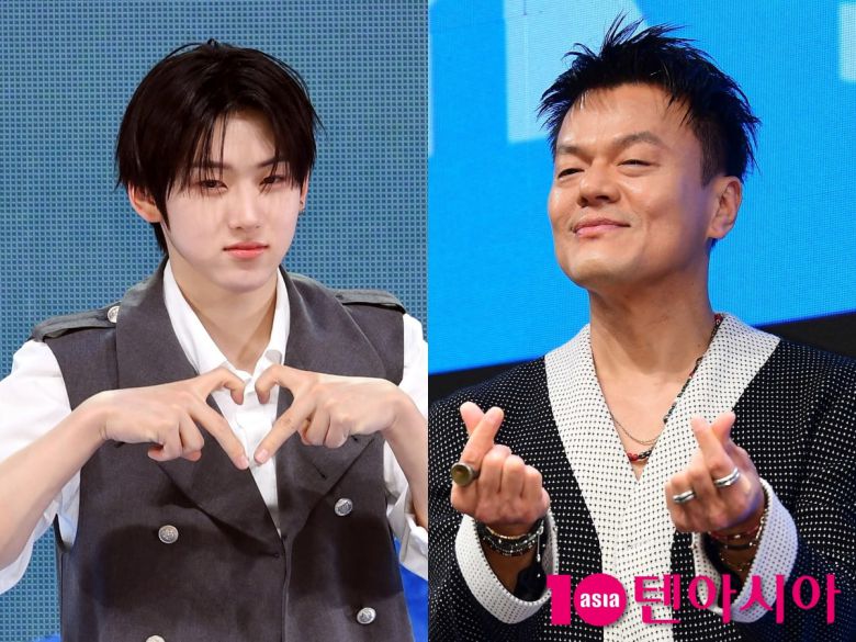 그룹 킥플립 계훈, JYP 수장 박진영/사진=텐아시아 사진DB