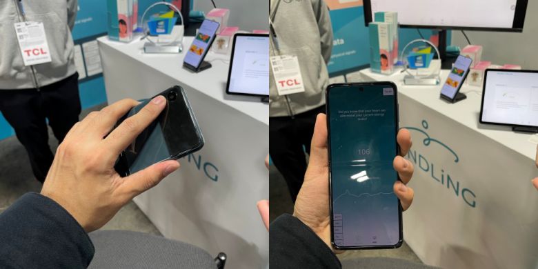 5일(현지시간) 미국 라스베이거스 유레카 파크에 마련된 C랩 전시관에서 마인들링 서비스를 체험해보고 있다.