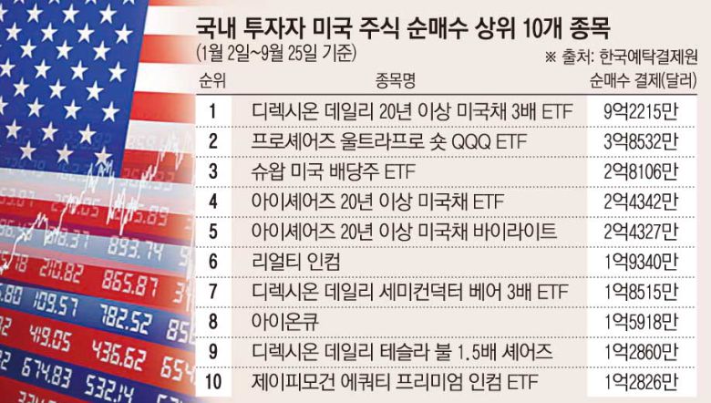 국내 투자자 미국 주식 순매수 상위 종목