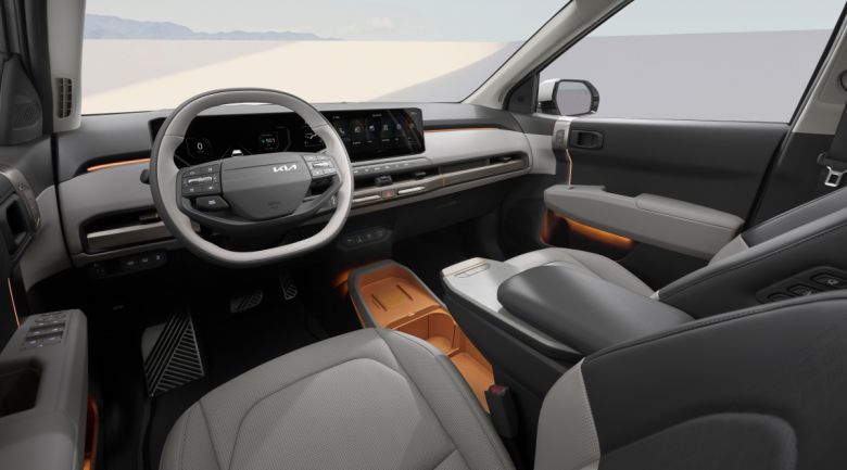 기아 EV3 1열 실내 디자인.