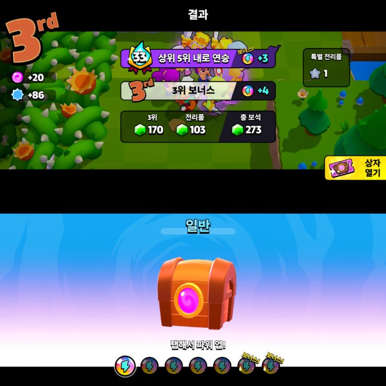 5등 안에만 들어도 연승 보너스가 주어진다.