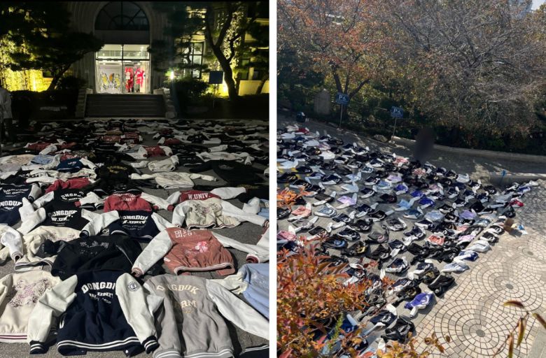 동덕여자대학교 과잠 시위(사진 왼쪽), 성신여자대학교 과잠 시위