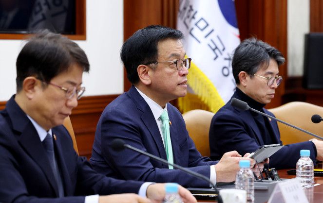 최상목(가운데) 대통령 권한대행 부총리 겸 기획재정부 장관이 19일 정부서울청사에서 열린 민생경제점검회의에서 발언하고 있다.