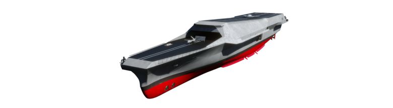 HD현대중공업이 MADEX 2025에 전시하는 미래형 무인전력모함(HCX-23 Plus) 조감도