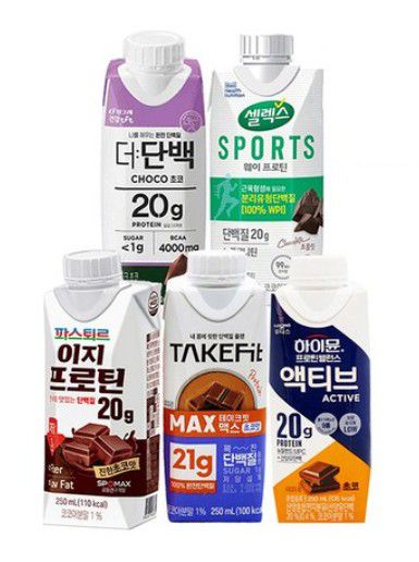 시중에 판매 중인 단백질 음료 제품들.