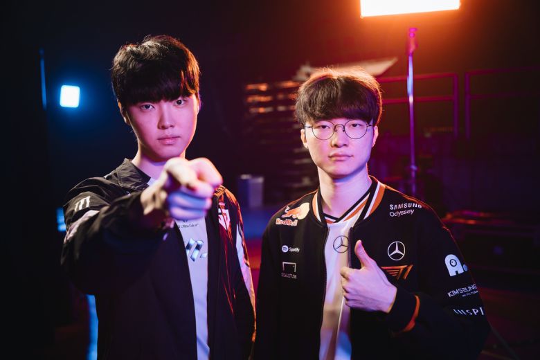 젠지 e스포츠 미드라이너 '쵸비' 정지훈(왼쪽), T1 미드라이너 '페이커' 이상혁.