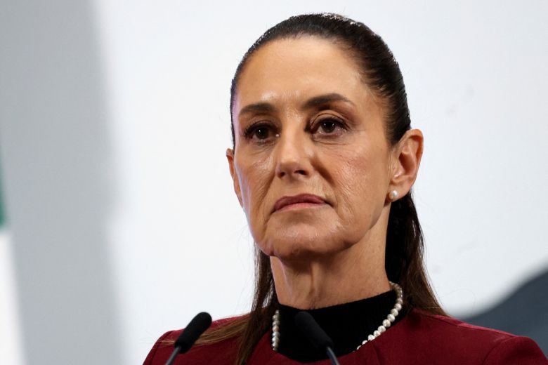 클라우디아 셰인바움 멕시코 대통령이 6월 25일 멕시코시티 국립궁전에서 기자회견을 하고 있다.