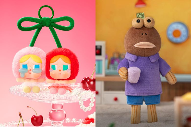 크라이베이비 사랑의 눈물 시리즈 인형(왼쪽) , 스폰지밥 비키니 시티의 엉뚱한 친구들 키링. (출처=팝마트 코리아 공식 스토어 캡처)