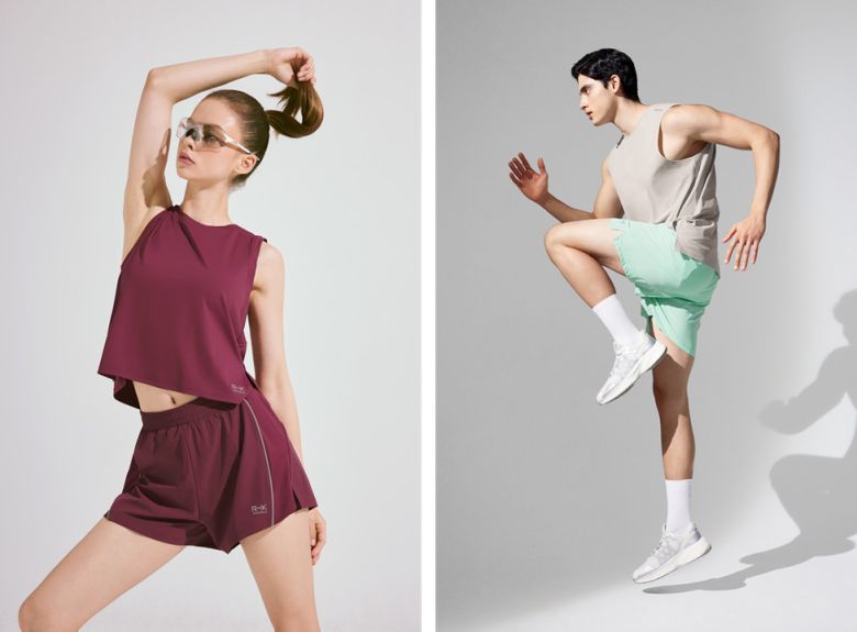 RX 메쉬 믹스 투인원 쇼츠(좌)와 RX 프레시 트리코트 슬리브리스(우)