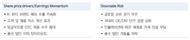 코스메카코리아 주가 상승 모멘텀 및 하락 우려 요인