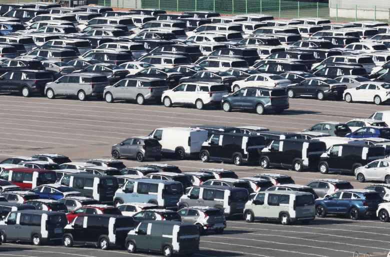 경기도 평택항에 수출용 자동차가 세워져 있는 모습.