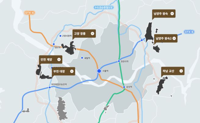 3기 신도시 위치도.