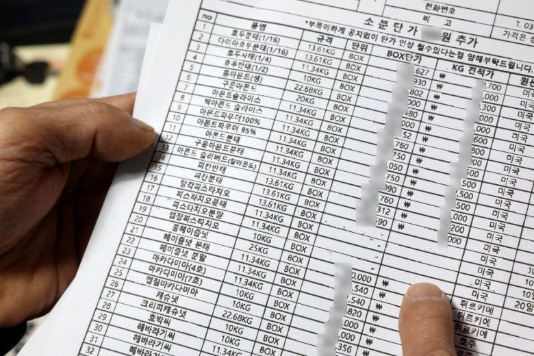 ‘두바이 쫀득 쿠키(두쫀쿠)’ 품절 대란이 이어지자 제과점이나 카페를 운영하는 자영업자들이 앞다퉈 두쫀쿠 판매에 뛰어들어 특수를 누리는 가운데 피스타치오 등 원재료 수급난이 심화되고 있다. 12일 서울의 한 제과재료 도매상 매입 견적서에 피스타치오가 품절로 비어있다. 업계 관계자는 “물건(피스타치오)을 구할수 없는데다 지난해 가을 1kg당 4만원선 이었던 판매가가 9만원대 까지 치솟았다”고 설명했다. 한 대형마트는 올해 들어 피스타치오 가격을 20% 인상했다. 원재료 가격 상승과 원·달러 환율 상승 때문이라고 마트 측은 설명했다. 미국산 피스타치오(껍데기를 깐 알맹이) 국제 시세는 현재 파운드당 약 12달러로 1년 전(8달러 안팎)의 1.5배 수준이다. 신태현 기자 holjjak@