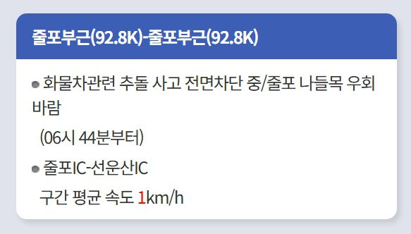 [속보] 서해안고속도로 줄포IC 인근 화물차 추돌 사고…목포 방향 전면 차단, 안전재난문자 발송