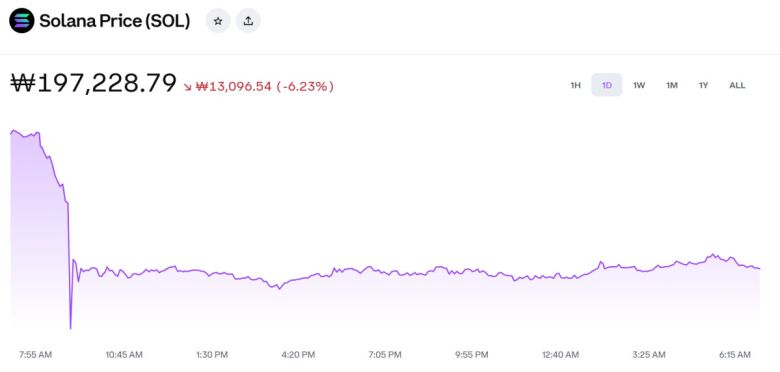 코인 동반 하락장…솔라나 폭락, 코인 가격·시세…비트코인·이더리움·리플 등 동반 하락