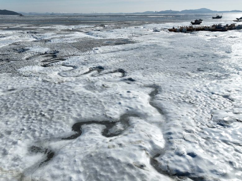 절기상 대한(大寒)이자 서울 아침 최저기온이 영하 13도를 기록하는 등 전국에 한파특보가 내려진 20일 인천 강화군 분오리항 앞바다가 얼어붙어 있다. 신태현 기자 holjjak@