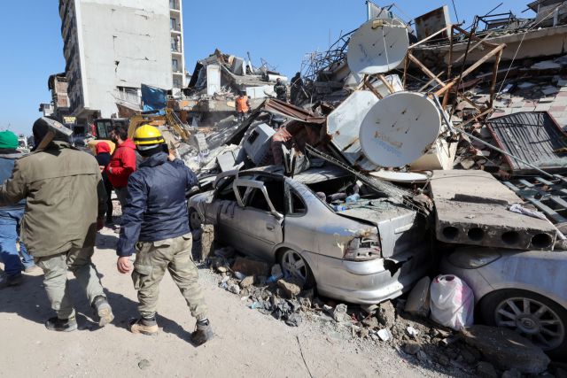 ▲9일 오후(현지시간) 튀르키예 하타이 안타키아 일대에 발생한 지진으로 건물들이 무너져 있다. ⓒ연합뉴스