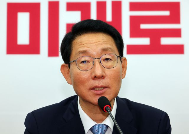 ▲국민의힘 정책위의장으로 지명된 김상훈 의원이 2일 오전 국회에서 기자회견을 하고 있다. ⓒ연합뉴스