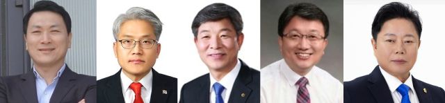 ▲화순군수 출마예정자. 왼쪽부터 김회수·맹환렬·문행주·윤영민·임지락ⓒ프레시안