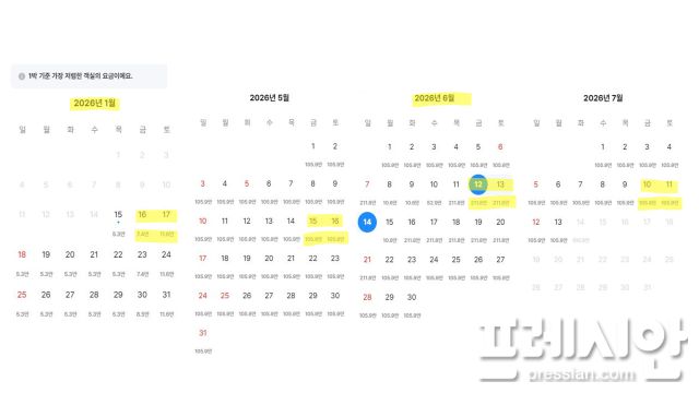 ▲'눈속임' 중인 부산 서면의 한 호텔의 숙박비 변동내용.ⓒ프레시안(윤여욱)