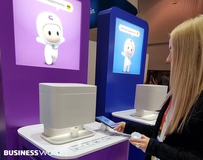 롯데헬스케어의 건강관리 플랫폼 '캐즐'의 영양제 디스펜서. /사진=권미란