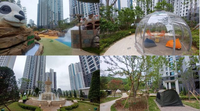 검암역 로열파크씨티푸르지오 내부 조경 시설들. /사진=나원식 기자.