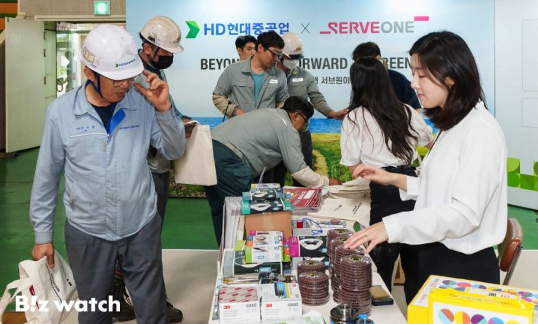 기업운영자재 업체인 서브원이 22일 울산 HD현대중공업 사내 체육관에서 서브원의 우수 구매 협력사 30여개사를 초대해 산업기자재 박람회를 진행하고 있다./사진=서브원 제공