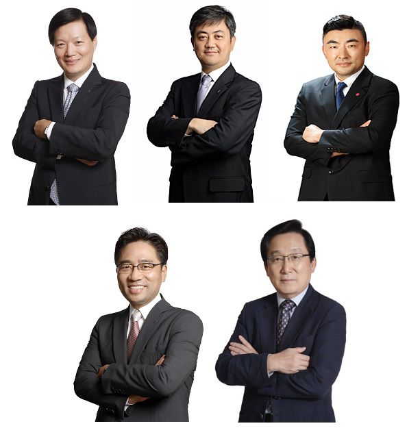 (왼쪽 위부터 오른쪽으로)박주형 신세계 대표, 한채양 이마트 대표, 송현석 신세계푸드·신세계L&B 대표, 임영록 신세계프라퍼티·조선호텔앤리조트 대표, 이석구 신세계라이브쇼핑 대표/사진제공=신세계