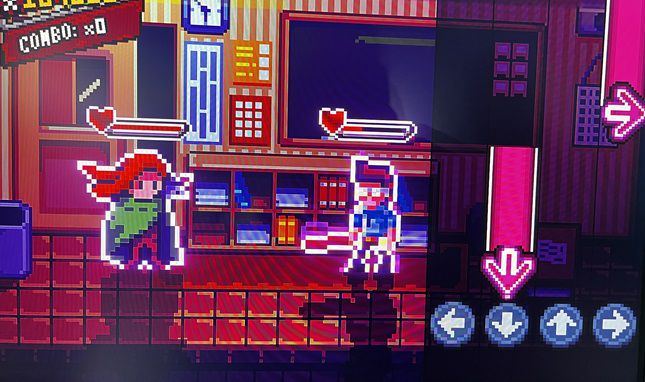 '헤일링 프롬 디 어비스' 이용자가 음악 박자에 맞춰 키보드를 누르면, 화면 좌측의 캐릭터가 적을 무찔렀다./사진=비즈워치