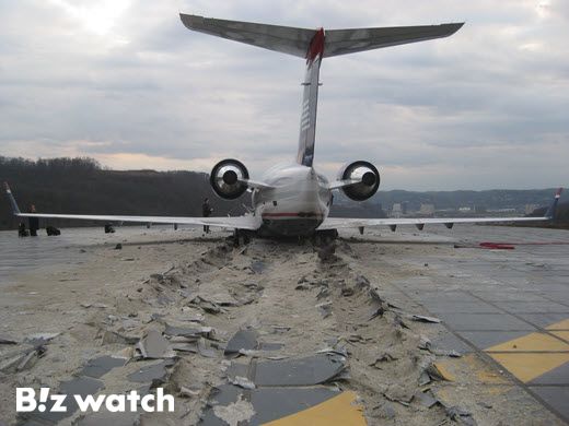 2010년 찰스턴-예거 공항 활주로 초과 사고 이후 EMAS에서 항공기 정지 모습/자료=국토교통부 및 FAA 제공