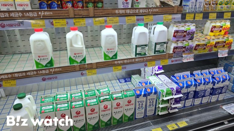 ​ 한국 대형마트 우유 매대 /사진=김지우 기자 zuzu@ ​
