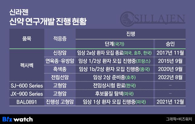 신라젠의 신약 연구개발 현황. /그래픽=비즈워치