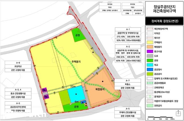 서울 송파구 잠실동 잠실주공5단지 정비계획 결정도(변경)/자료=서울시