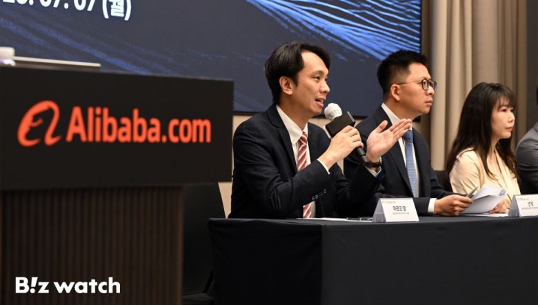 마르코 양 알리바바닷컴 코리아 지사장이 7일 서울 조선 팰리스 강남에서 열린 기자간담회에 참석해 트레이드 어슈어런스에 대해 설명하고 있다./사진=이명근 기자 qwe123@
