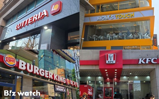 롯데리아, 맘스터치, KFC, 버거킹 매장 / 사진=비즈워치