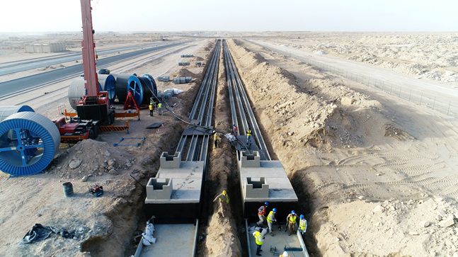 대한전선이 중동에서 진행하는 초고압 전력망 턴키 공사 현장./사진=대한전선