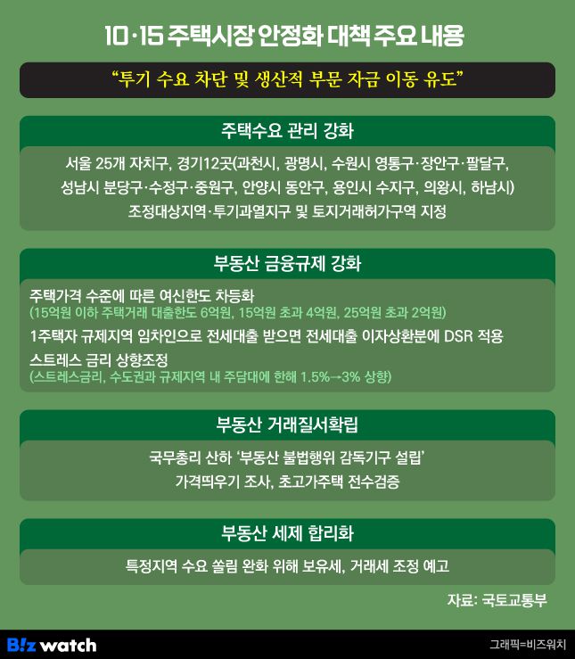 10·15 주택시장 안정화 대책 주요 내용./그래픽=비즈워치