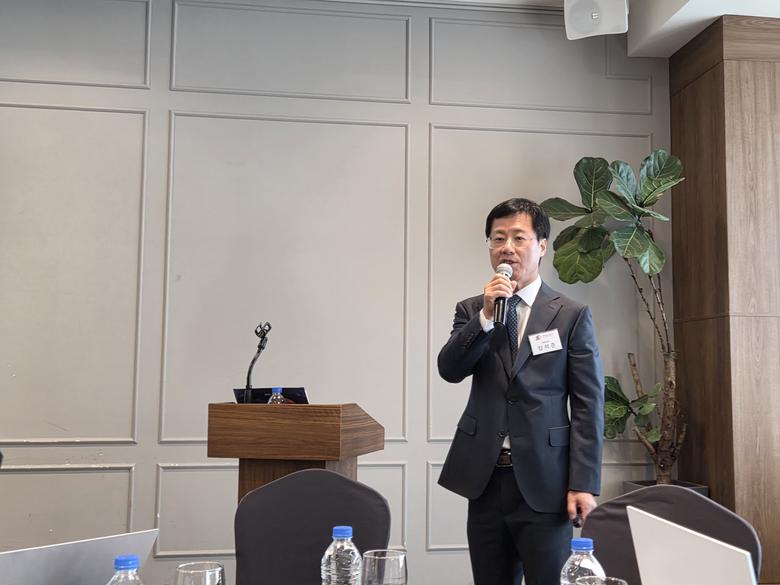 장석준 이노테크 대표이사가 22일 서울 여의도 CCMM에서 열린 IPO 기자간담회에서 회사 사업을 설명하고 있다/사진=백지현 기자