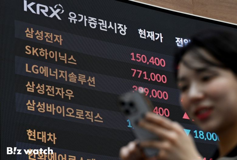 삼성전자가 19일 15만원을 돌파하고 있다. 사진은 한국거래소 증시 상황판 모습./사진=이명근 기자 qwe123@