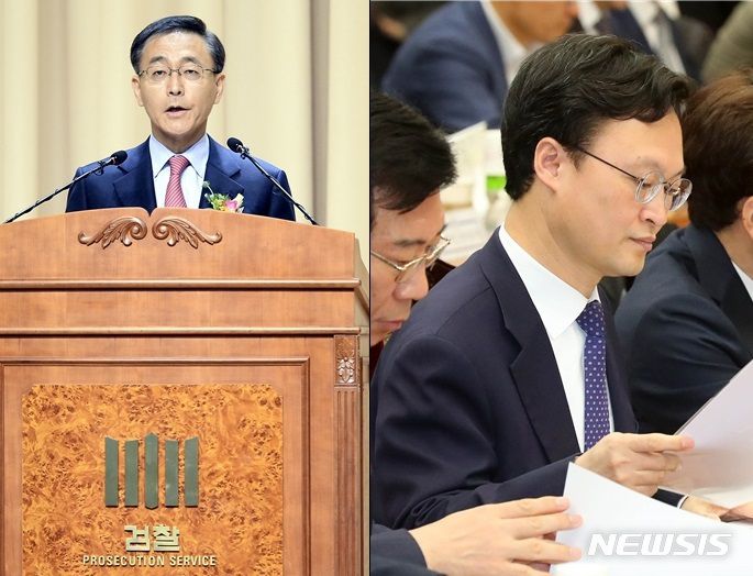 [서울=뉴시스] 김수남(왼쪽) 전 검찰총장과 이두봉 전 대전고검장. (사진=뉴시스DB) photo@newsis.com