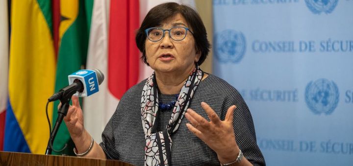 [서울=뉴시스]11일(현지시간) 아프가니스탄 탈레반 정권의 여성 직원 근무 금지 조치에 대응해 유엔이 현지 활동 중단 검토에 들어간다고 밝혔다. 사진은 로자 오툰바예바 유엔 아프가니스탄 지원단장이 아프간 상황에 대해 브리핑하는 모습. (사진=UN 홈페이지 캡처) 2023.03.09. *재판매 및 DB 금지