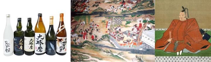 [울산=뉴시스] 조선인이 전해준 기술로 제조해 판매 중인 다양한 일본술, 임진왜란 후 조선인이 가르쳐준 술 담그는 과정을 그린 그림,  왜장 사가라 초상화  *재판매 및 DB 금지