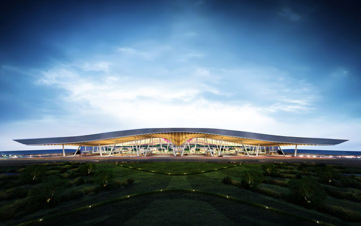 [부산=뉴시스] 가덕도신공항 여객터미널 전체 조감도. (사진=가덕도신공항건설공단 제공) 2025.05.20. photo@newsis.com *재판매 및 DB 금지