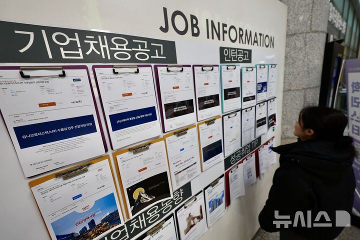 [서울=뉴시스] 김명년 기자 = 서울시내 한 대학교 채용게시판에 관련 공고가 게시돼 있다. 2025.02.14. kmn@newsis.com