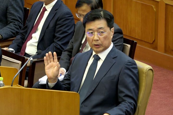 [서울=뉴시스] 김진아 기자 = 홍장원 전 국가정보원 제1차장이 지난 2월 20일 서울 종로구 헌법재판소에서 열린 윤석열 대통령 탄핵 심판 10차 변론에 증인으로 출석해 발언하고 있다. (사진=헌법재판소) 2025.02.20. photo@newsis.co *재판매 및 DB 금지