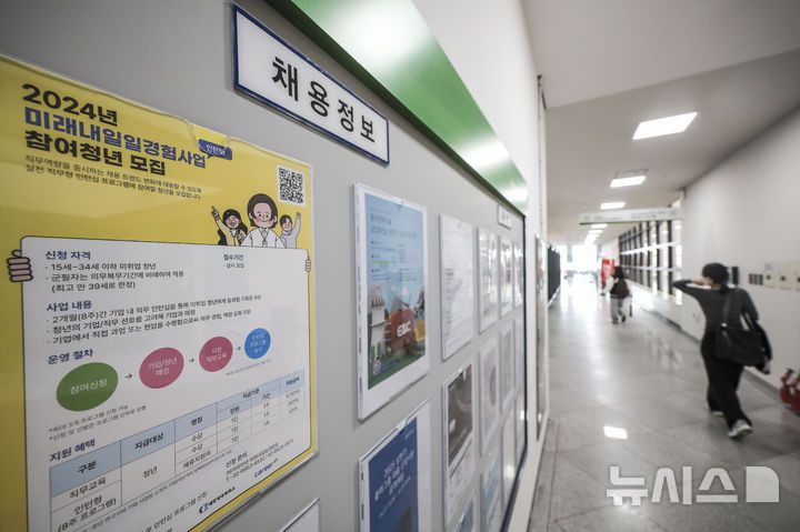 [서울=뉴시스] 정병혁 기자 = 14일 서울시내 대학의 채용정보 게시판에 채용공고문이 붙어 있다. 2025.04.14. jhope@newsis.com