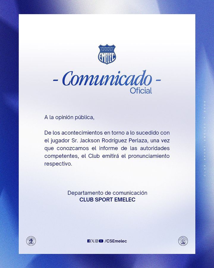 [서울=뉴시스] 로드리게스의 소속팀 에멜렉은 관련 보고 수신 후 성명ㅇ서를 발표한다고 공지했다 (사진=인스타그램 갈무리) 2025.04.25 *재판매 및 DB 금지