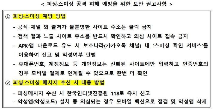 [서울=뉴시스] 과학기술정보통신부와 한국인터넷진흥원(KISA)은 '유심 무상 교체', '유심보호서비스' 내용으로 속여 외부 피싱 사이트 접속을 유도해 개인정보를 입력하도록 하는 사례를 확인해 긴급 보안 공지했다고 27일 밝혔다. (사진=과학기술정보통신부 제공) *재판매 및 DB 금지