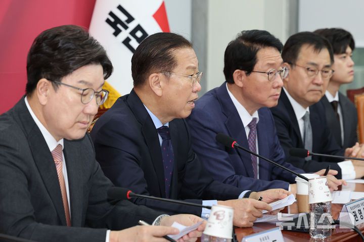 [서울=뉴시스] 권창회 기자 =권영세 국민의힘 비상대책위원장이 1일 오전 서울 여의도 국회에서 열린 비상대책위원회의에서 발언하고 있다. 2025.05.01. kch0523@newsis.com